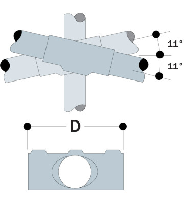 Conexión en cruz angular de dos salidas con ajuste de inclinación ±11° 89-87 - 48.3 / 42.4 mm 89-87 Kee Klamp® - Kee Safety Conexión en cruz angular de dos salidas con ajuste de inclinación ±11° 89-87 - 48.3 / 42.4 mm 89-87 Kee Klamp® - Kee Safety